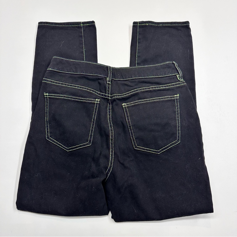 PacSun Black Neon Lime Green Stitching High Rise Mom Denim Jeans Women’s Size 26 - Picture 3 of 9